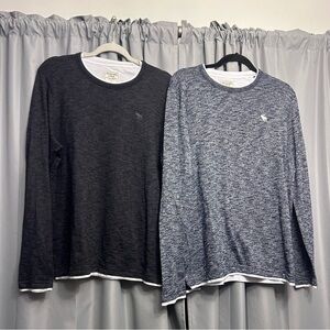 Clearance Men's Abercrombie & Fitch henley long sleeve shirt lot black grey L